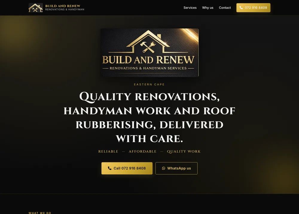 Build and Renew homepage